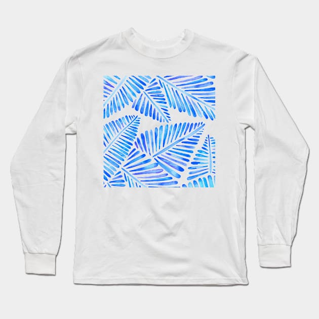 Blue Banana Leaves Long Sleeve T-Shirt by CatCoq